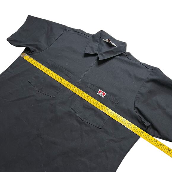Ben Davis Work Shirt Men's XL Black Half-Zip Short Sleeve Double Pocket Logo Y2K - Picture 7 of 9